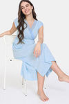 Zivame Summer Thyme Knit Cotton Mid Length Nightdress - Starlight Blue — thumbnail 4